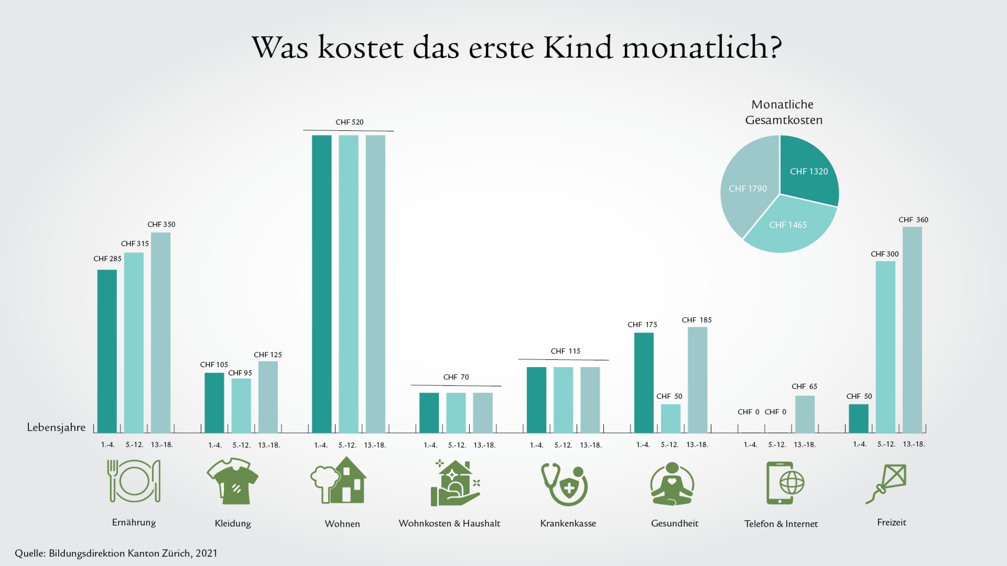 Infografik mit Balken und Icons 